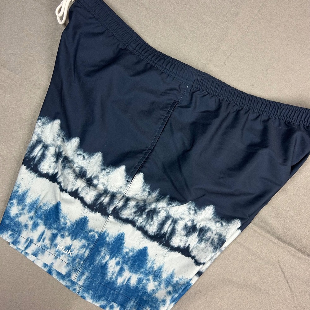 Huk Performance Fishing Swim Trunks Mens 3XL Navy Blue White Tie Dye H2000143